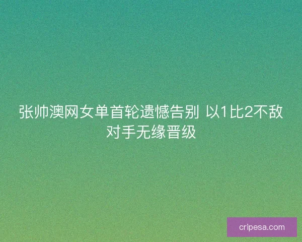 张帅澳网女单首轮遗憾告别 以1比2不敌对手无缘晋级